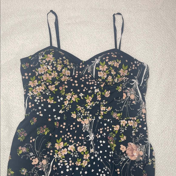 Band of Gypsies Women’s Navy Floral Spaghetti Strap Jumpsuit with Soft Corset - Picture 2 of 5